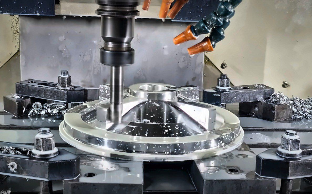Hub being machined