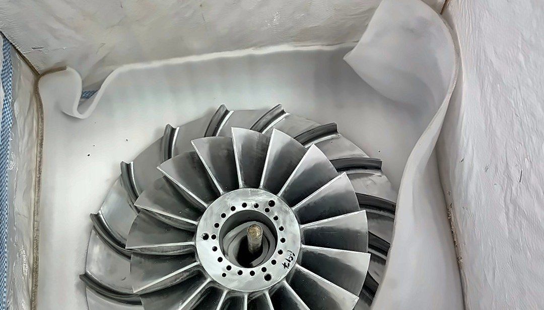 Machined impeller packed for dispatch