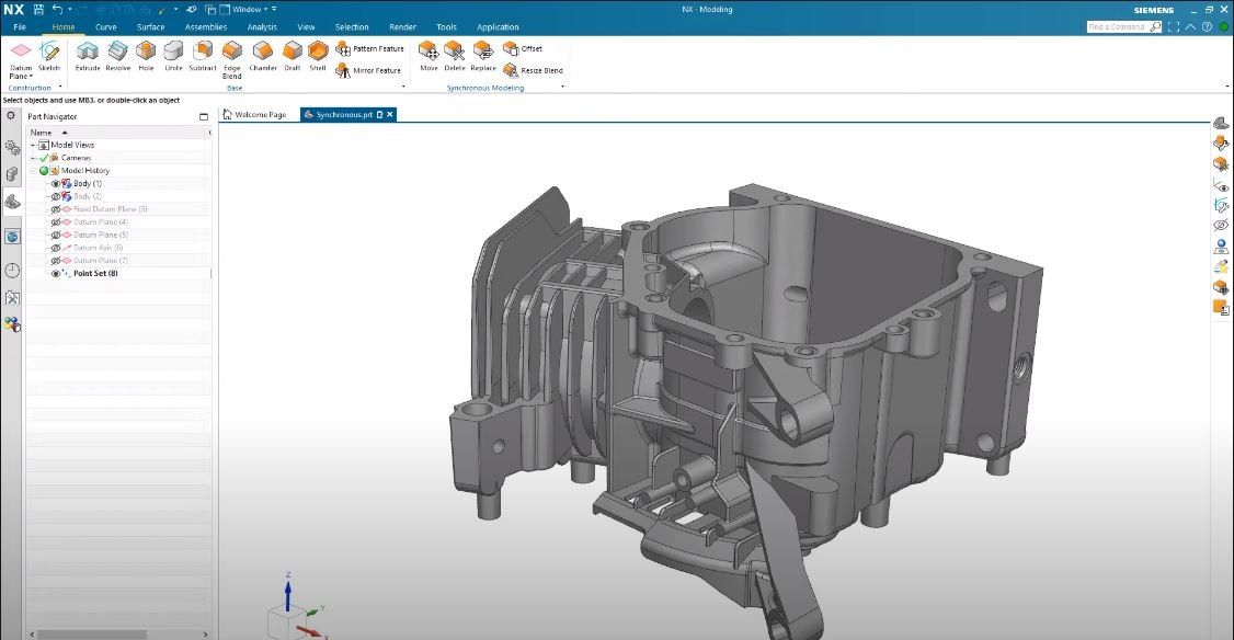 CAD/CAM software showing a component model